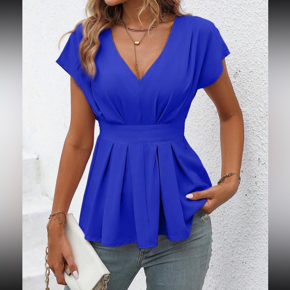 Luxe pleated batwing sleeve top